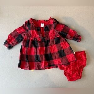 GAP Red and Black Baby Dress with Buttons and bloomers